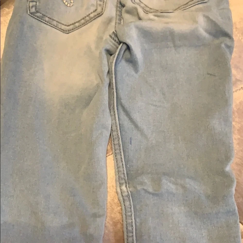 Justice light wash mid rise jean legging, 7 slim